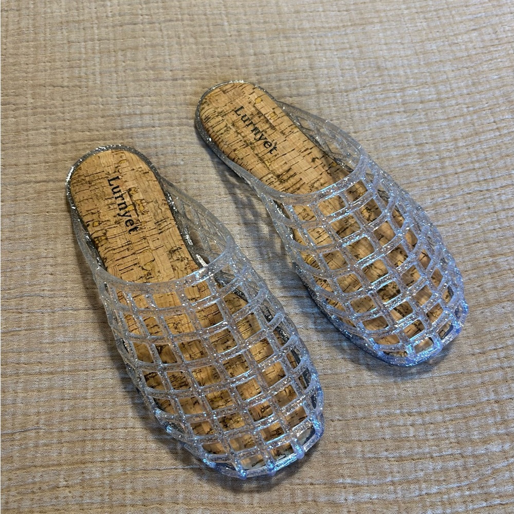 Lumiere Silver Mules with Geometric Design